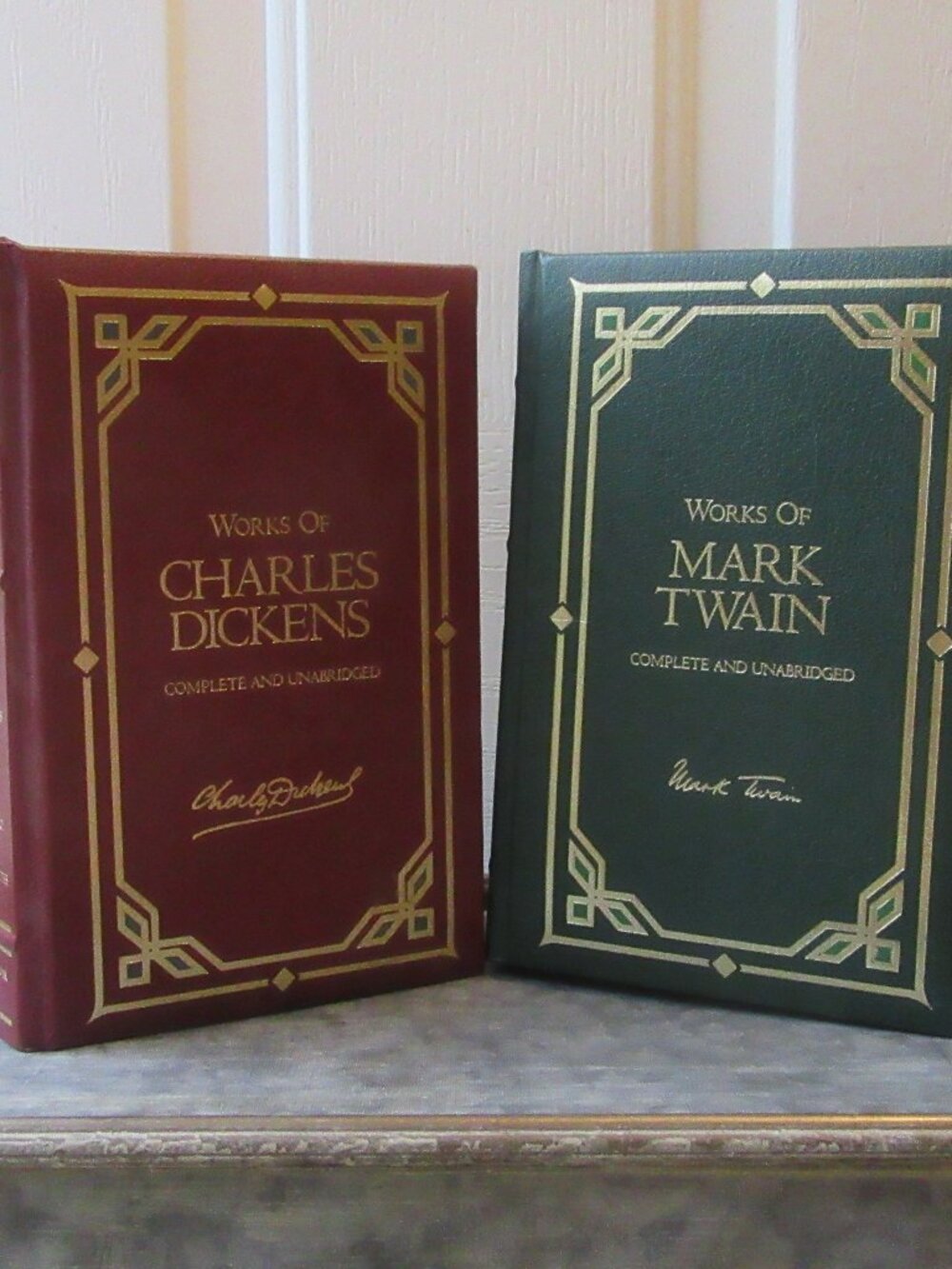 1990 Leatherbound copies of the Complete Works Charles Dickens and Mark Twain